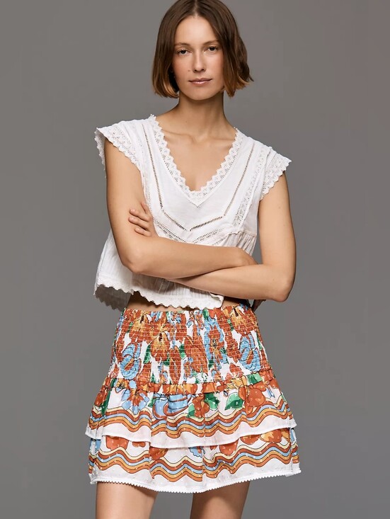 FARM Rio Dresses & Skirts - Farm Rio Anthropologie Smocked Floral Mini Skirt NWT